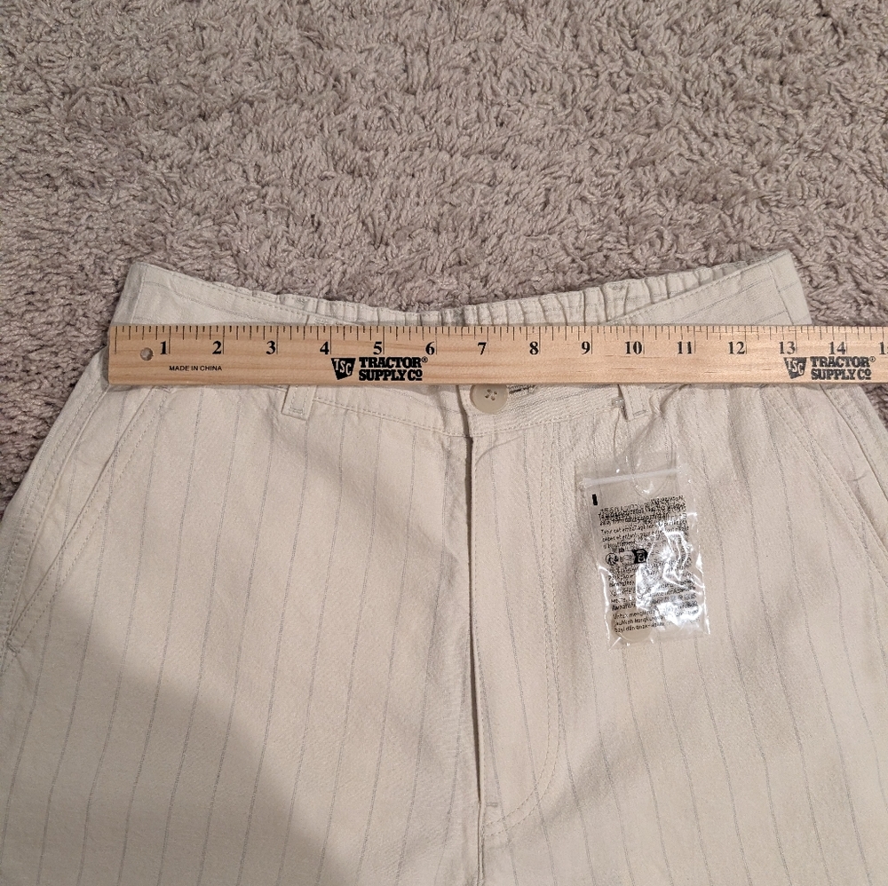 NWT Uniqlo Linen Cotton Striped Tapered Pants - Picture 6 of 13